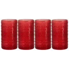 HOME ESSENTIALS - Set x 4 vasos Halo 440ml rojo