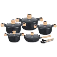 VALESKA - Juego de Ollas de Roca Volcánica VL-LILY10 Negro