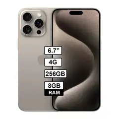 APPLE - Celular IPHONE 15 PRO MAX 256GB, 8GB RAM - Titanio - Natural