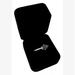 GENERICO - Anillo Mujer Promesa Circonita Negra Regalo Novia Plata 925