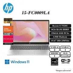 HP - LAPTOP 15-FC0009LA AMD RYZEN 5-7520U 8GB LPDDR5 256GB SSD AMD RADEON 15.6" FULL HD