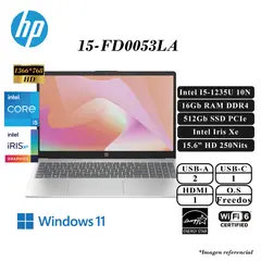 LAPTOP 15-FD0053LA INTEL CORE I5-1235U 16GB DDR4 512GB SSD INTEL IRIS XE 15.6 HD LED FD