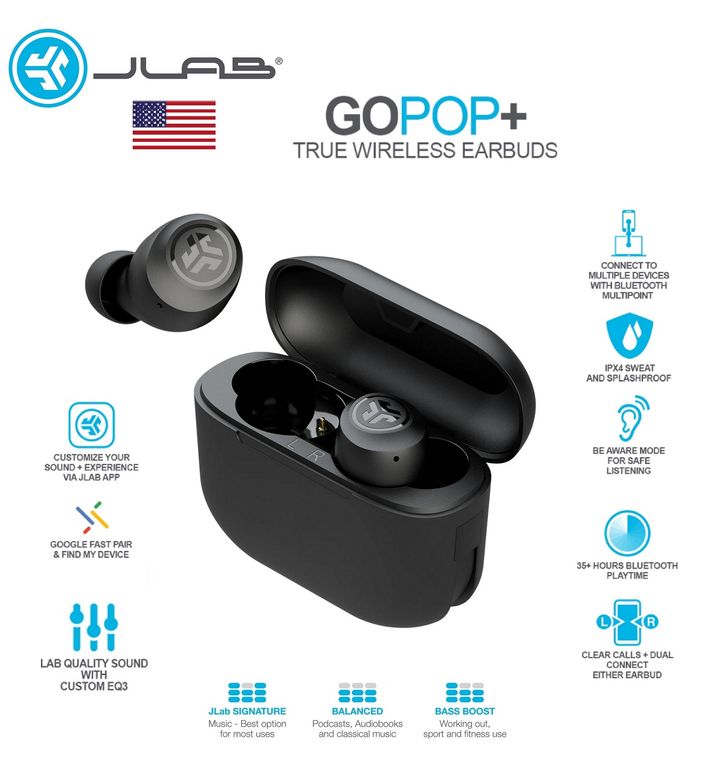 JLAB GO POP + Audifonos Bluetooth TWS - Black - No Dime Jib True Smokin