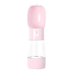 GENERICO - Bebedero 2 En 1 Portátil Para Mascotas 320ML - Rosado