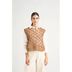 VELEZ - Vélez Chaleco Tejido De Cuero Para Mujer Ciruela Natural