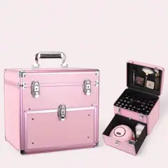 GENERICO - Caja de cosméticos de aluminio Para Uñas De 2 Niveles