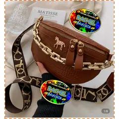 GENERICO - Riñonera con cadena y de hombro cruzado para mujer