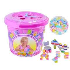 GENERICO - Bloques Educativos Balde con Tapa de Reloj - 100 Pzs - Niñas