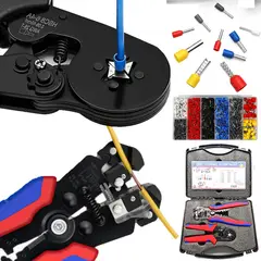 QUICK - Crimpeadora Alicate Prensa Pelacable + 1200 Terminales