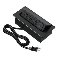 PUREPOWER - Enchufe Escritorio Placa De Contactos Y Puerto Usb Plegable