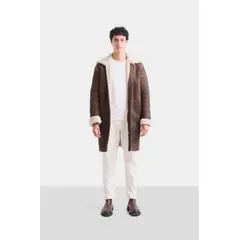 VELEZ - Vélez Long Coat De Cuero Para Hombre Cierre Interno Café
