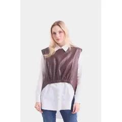 VELEZ - Vélez Blusa Iris De Cuero Para Mujer Elástico Delantero Café