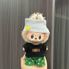 DISEÑO ORIGINAL - Ropa para Labubu Pantalón Verde Polo Negro