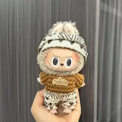 DISEÑO ORIGINAL - Ropa para Labubu Chompa Marron Lana Puntos Smile