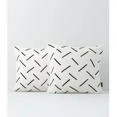 GENERICO - PACK COJINES BLANCO MINIMALISTA RAYAS NEGRAS 40X40 CM