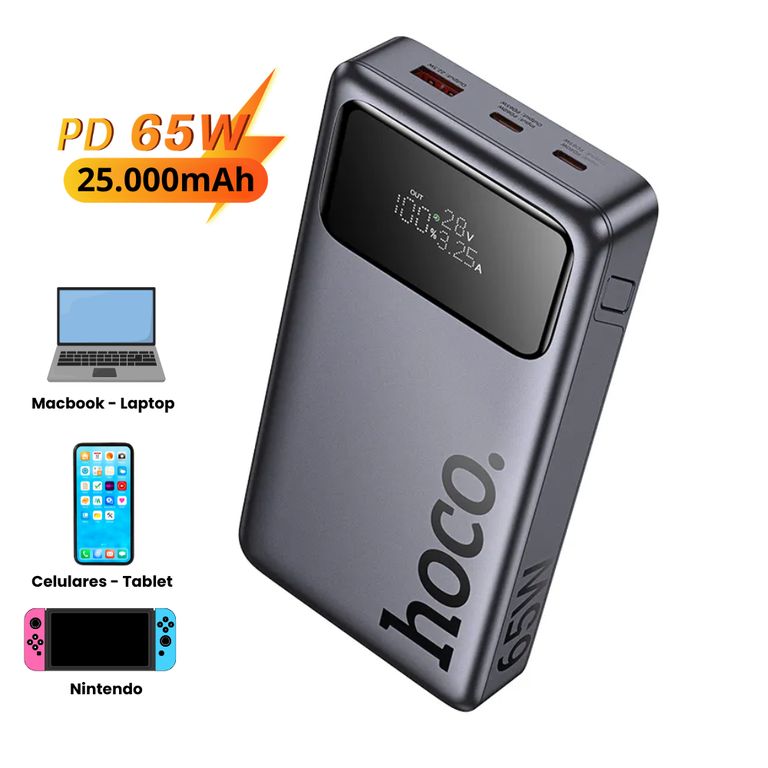 Cargador Bateria Portatil Power Bank 25000mAh Carga Rapida 65W
