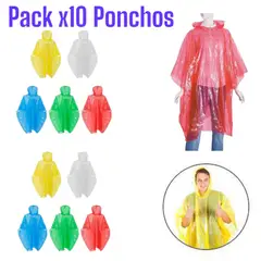 OEM - Pack x10 Ponchos Impermeables Unisex para Lluvia y Viento