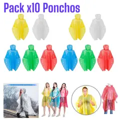 OEM - 10 Ponchos Impermeables Reutilizables Unisex para Emergencias