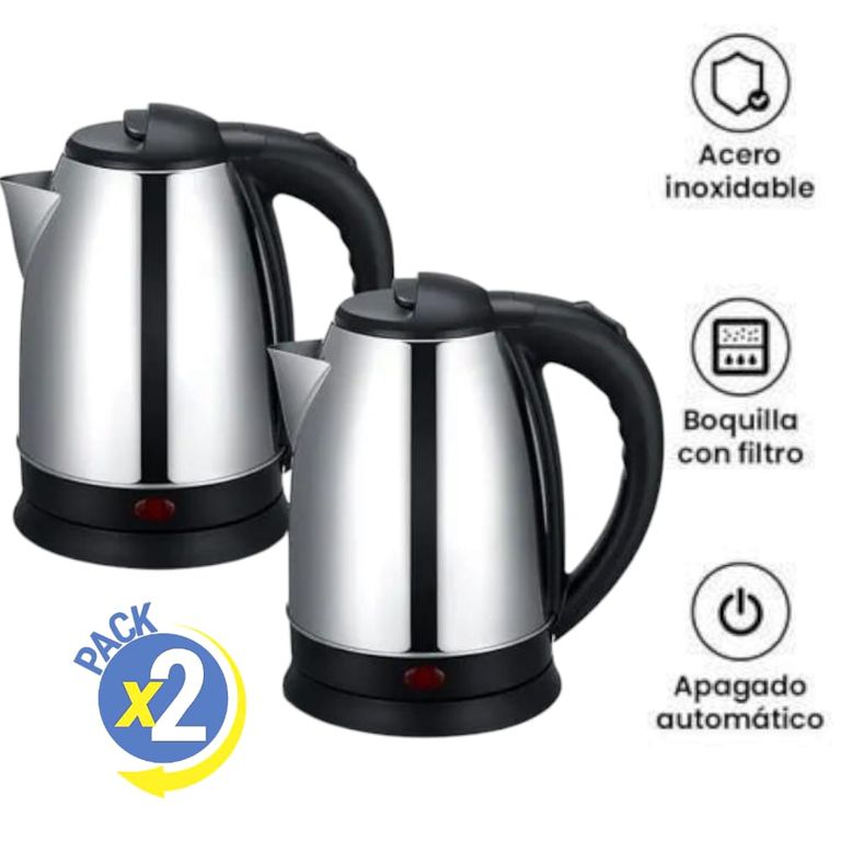 Pack x2 Hervidores Eléctricos 2 Litros con Apagado Automático
