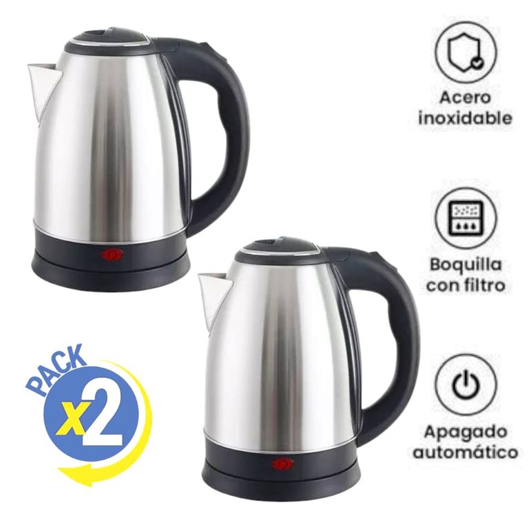 Set de 2 Hervidores Eléctricos 2L con Función de Apagado Seguro