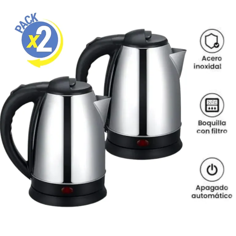 2 Hervidores Eléctricos de 2L con Apagado Automático de Seguridad