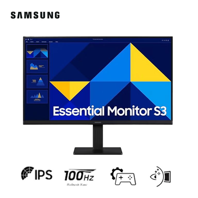 Monitor Plano Essential S3 De 24 pulgadas Ips Fhd 1920 X 1080 Negro