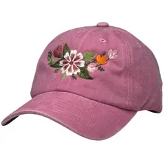 GENERICO - Gorra bordada vintage rosada con diseño floral
