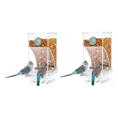 GENERICO - PACK X2 COMEDERO ACRILICO AUTOMATICO PARA AVES TRANSPARENTE