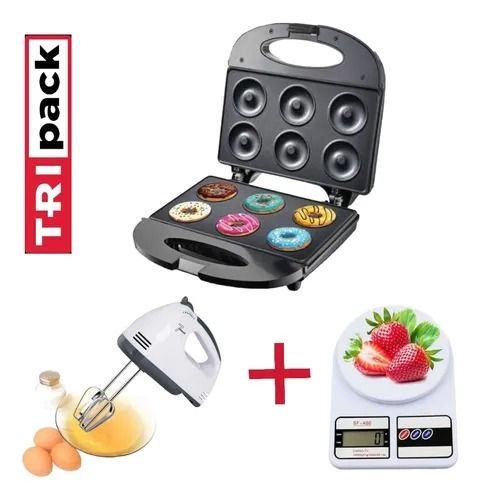 Tripack Repostero Máquina 6Donas Batidora Balanza