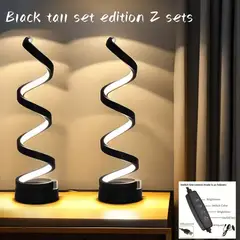 MEGIMPERU - Lámpara de Mesa en Espiral LED con Luz Ajustable Pack X2