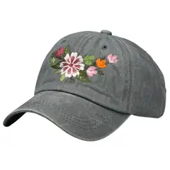 GENERICO - Gorra bordada vintage ploma con diseño floral