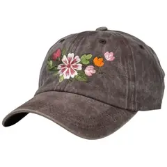 GENERICO - Gorra bordada vintage marrón con diseño floral