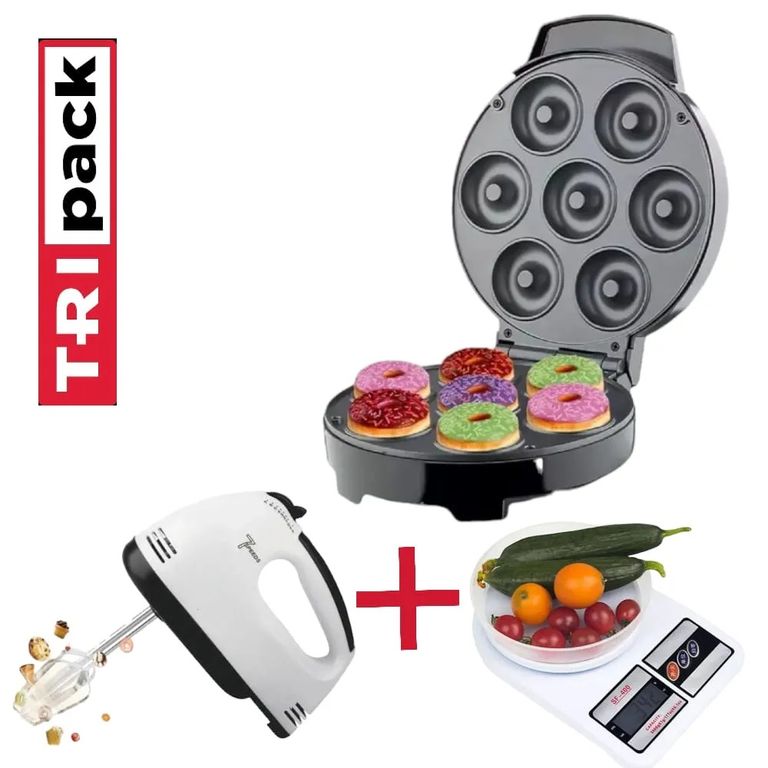 Tripack Repostero Máquina 7Donas + Batidora + Balanza Repostera