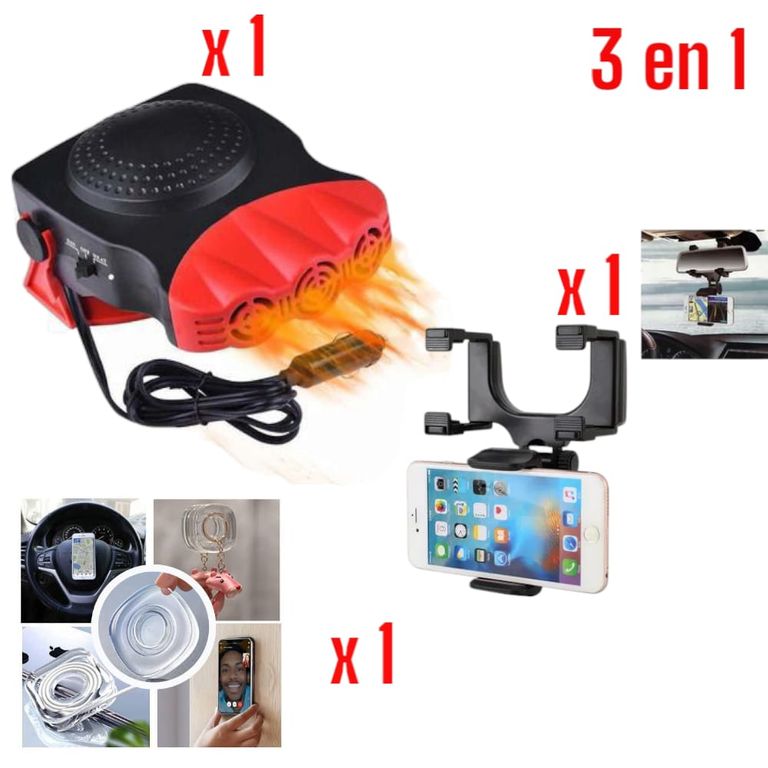 Auto Kit 3 en 1: Calefactor, Holder Retrovisor y Base de Gel
