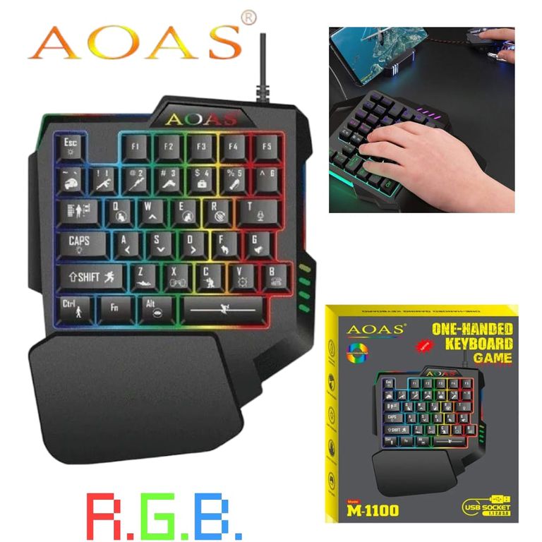 AOAS M-1100 Teclado Numérico Gamer RGB con Reposamanos