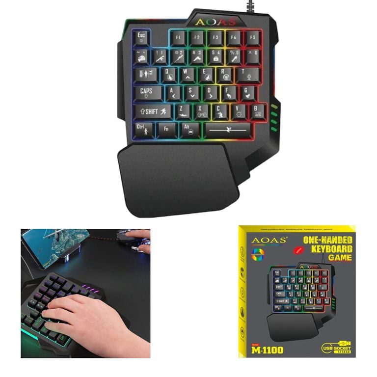 Keypad Gamer AOAS M-1100 RGB con Posamanos Ergonómico