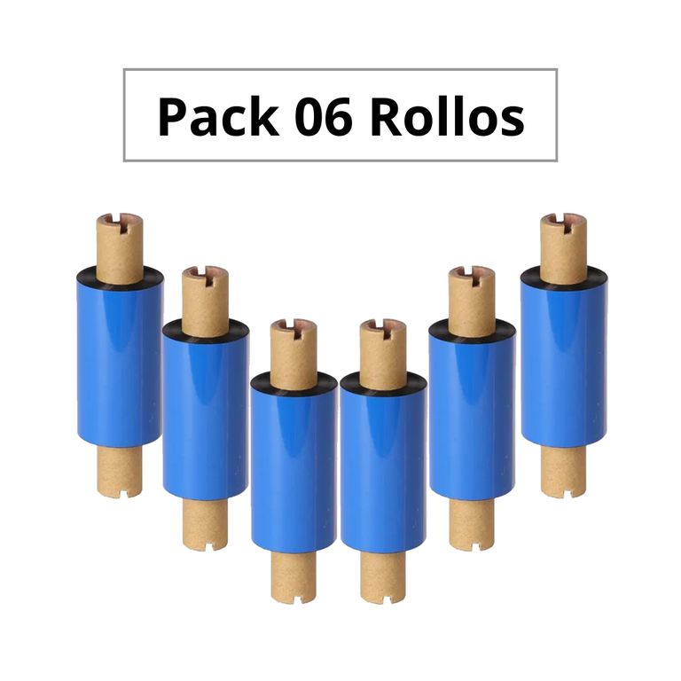 Cinta Ribbon CERA Negra 60 mm x 74 mts - Pack 06 Rollos