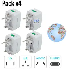 OEM - Pack x4 Cargadores Universales de Corriente para Viaje Global