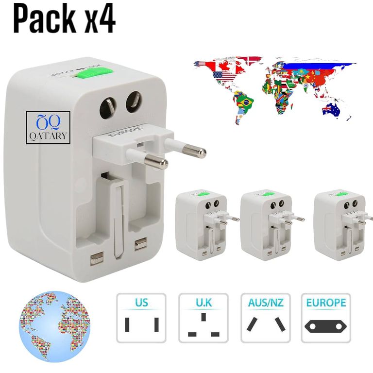 Set 4 Cargadores Universales para Enchufes de Todos los Países