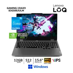 LENOVO - Laptop LOQ Core I5-12450HX,15.6" FHD, 12Gb Ram, 512Gb SSD, RTX 3050 6Gb - 83GS00JULM