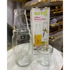 GENERICO - Botella de agua de vidrio con vaso