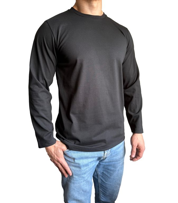Polo básico hombre manga larga - Negro