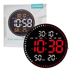 GENERICO - Reloj Digital LED de Pared Control Remoto Temperatura Alarma Rojo