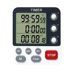 GENERICO - Temporizador digital con 3 canales volumen ajustable Soporte Retráctil