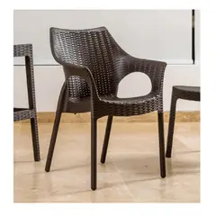 TU MESITA - Silla Clásica estilo Ratán Yoli color Marrón Con brazos