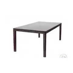 TU MESITA - Mesa Clásica estilo Ratán Amanda color Marrón Vidrio Templado