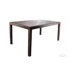 TU MESITA - Mesa Clásica estilo Ratán Amauta color Marrón Vidrio Templado