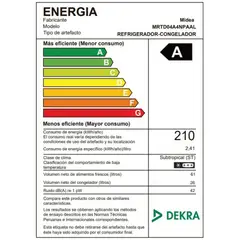 MIDEA - Frigobar 2 Puertas Silver 87L. MRTD04A4NPAAL