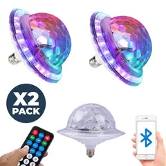 OEM - 2Lámparas LED para Fiesta UFO con Bluetooth y Bola de Luz Giratoria