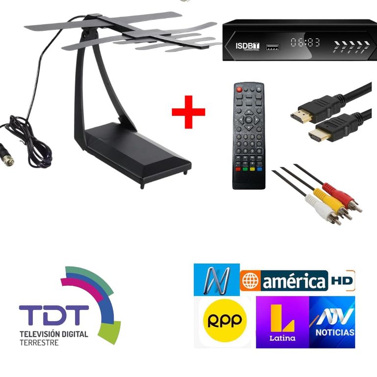 Pack Receptor ISDB-T y Antena HT TV Digital para Señal Abierta en HD